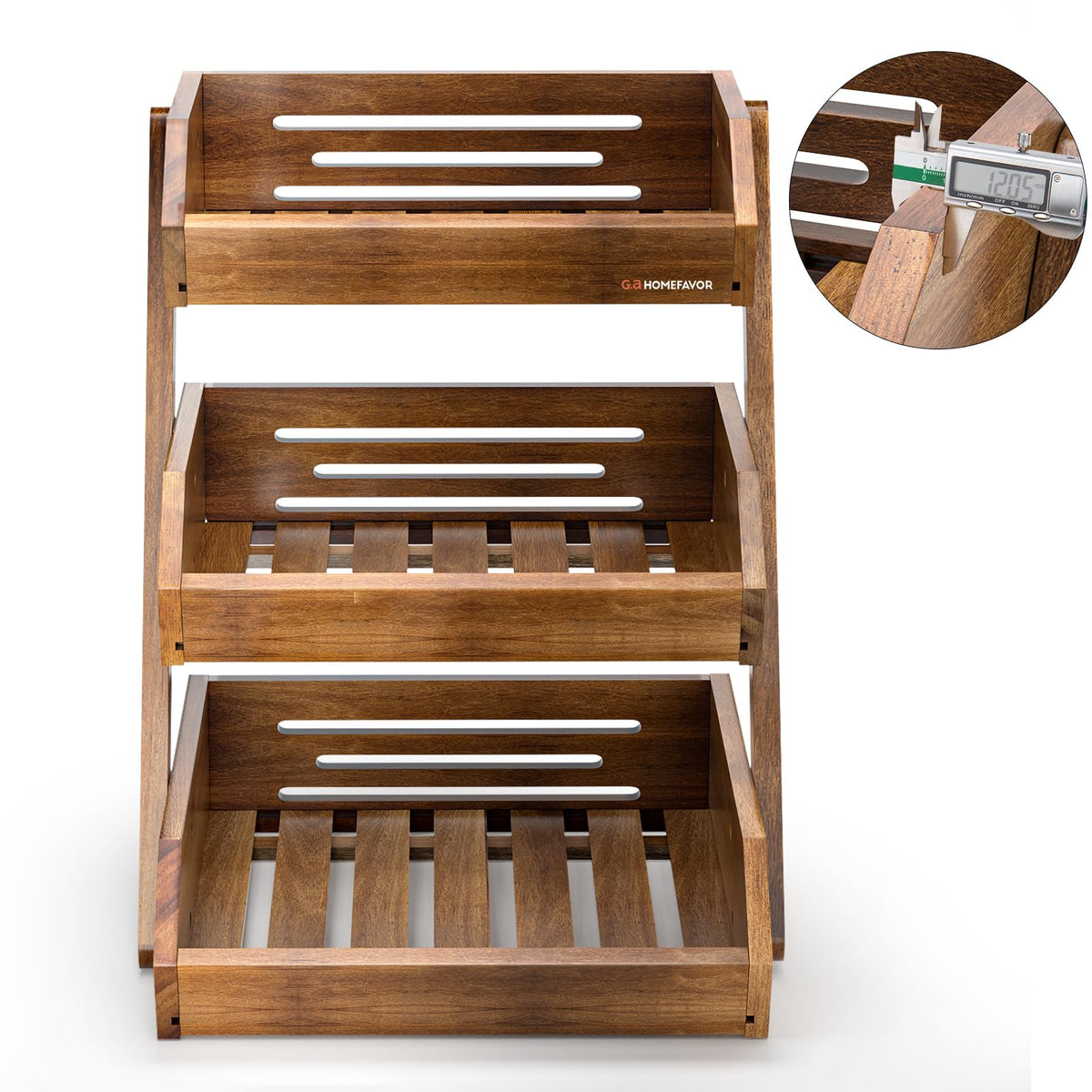 3-Tier Acacia Wood Fruit Basket S424