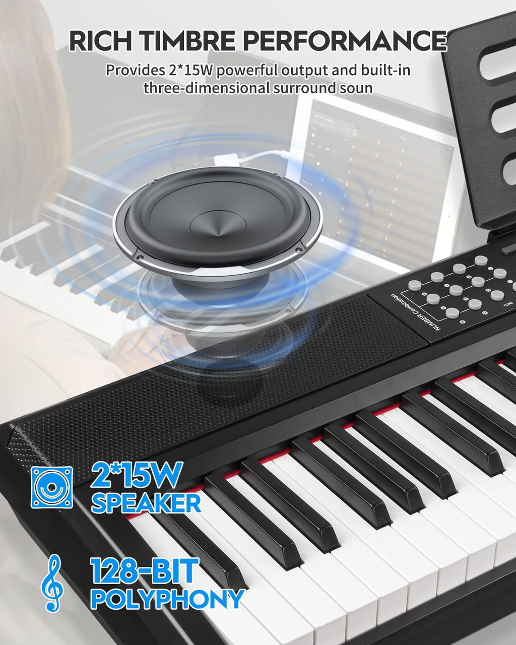 88 Keys Weighted Hammer-Action Digital Piano with Sustain Pedal S77217