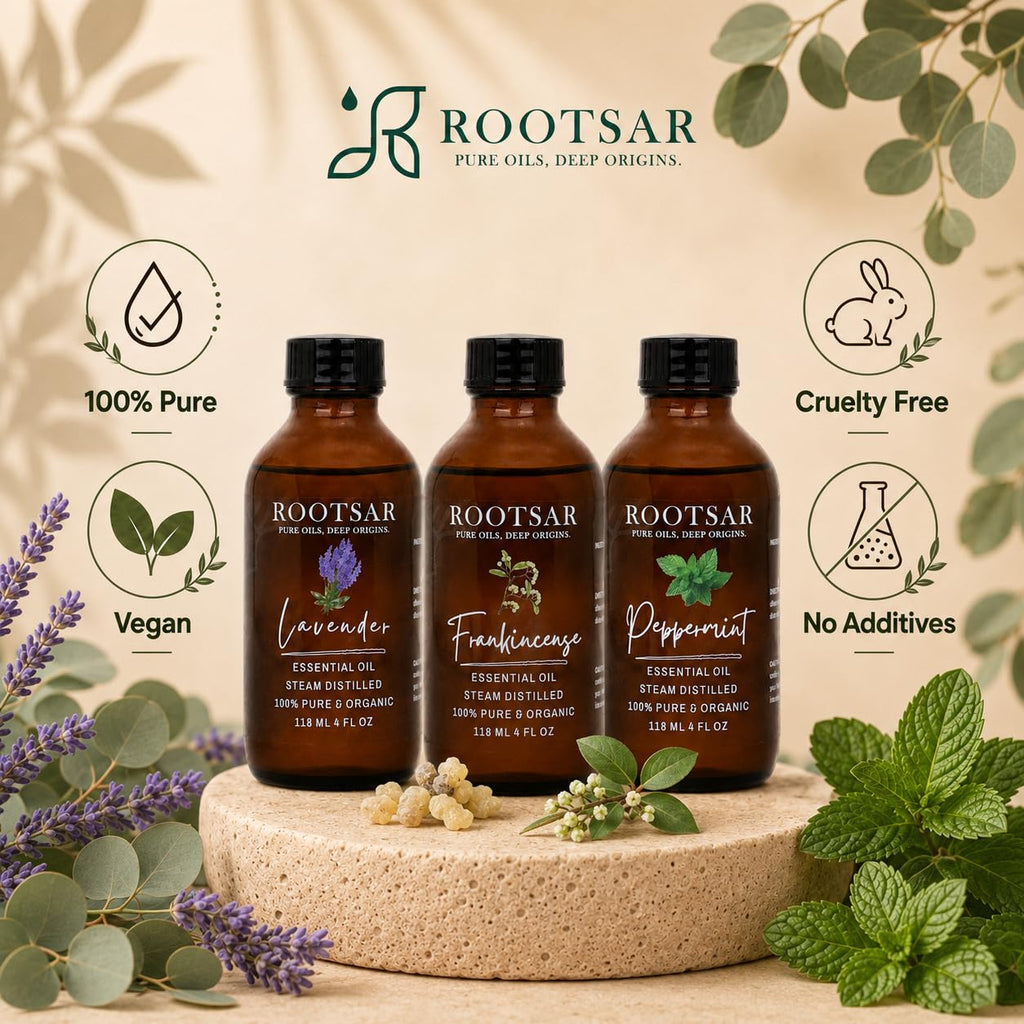 3 Pack Lavender Frankincense Peppermint Essential Oils 4 Fl Oz O328