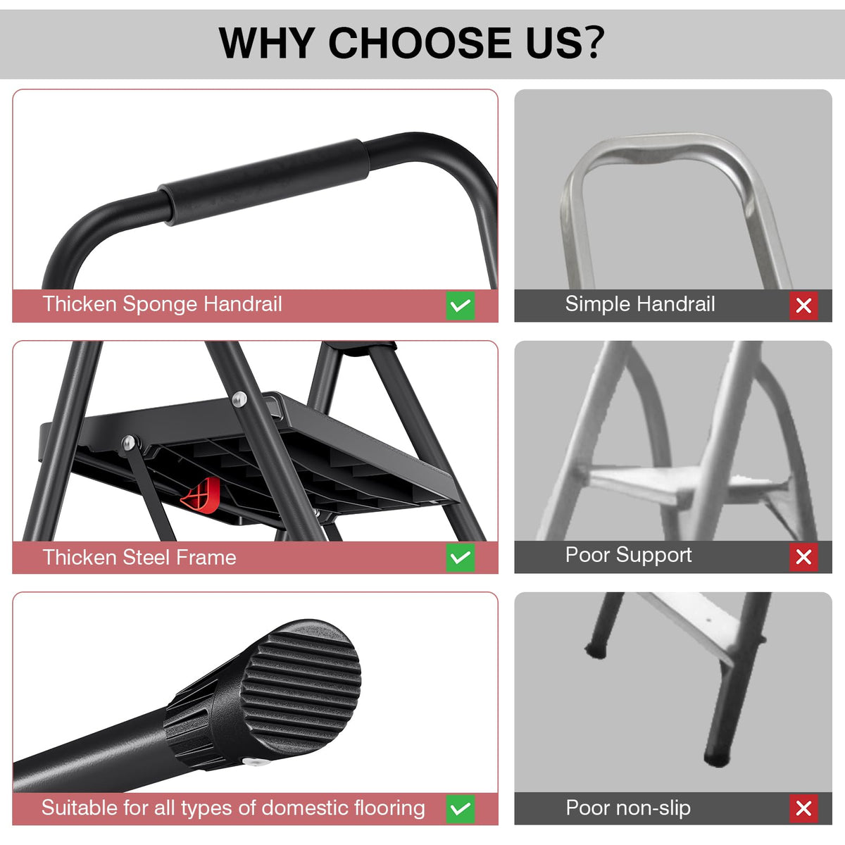 2 Step Steel Step Ladder with Handrail G578047