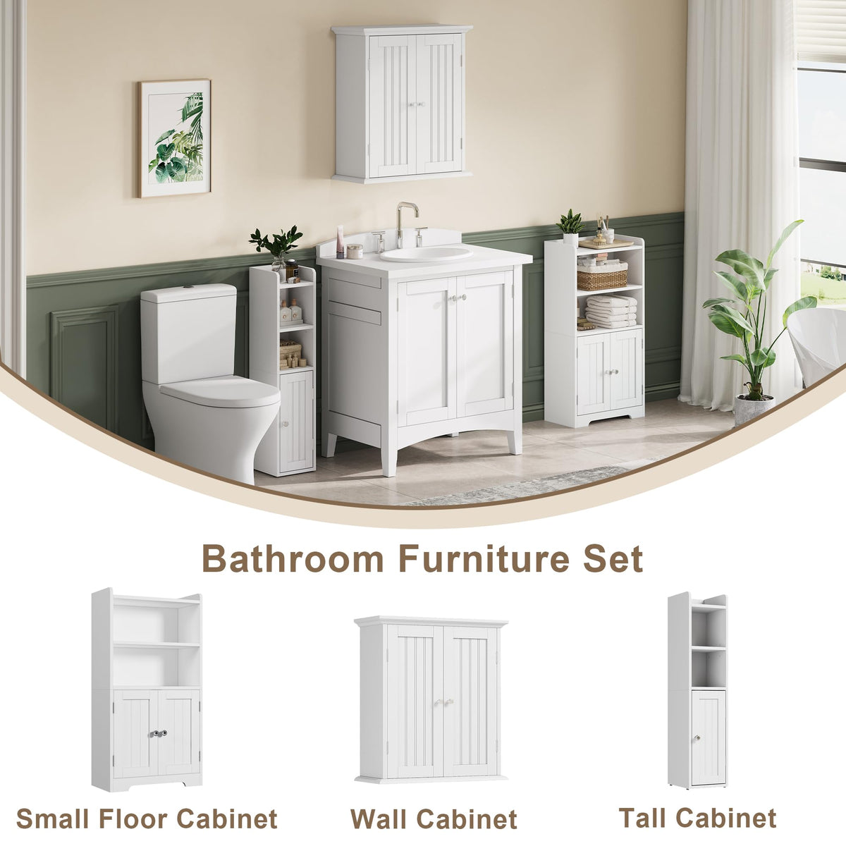 Small Bathroom Storage Cabinet with 2 Door and Shelves Q91770