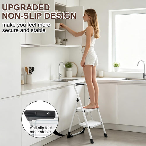 2 Step White Folding Ladder J812358