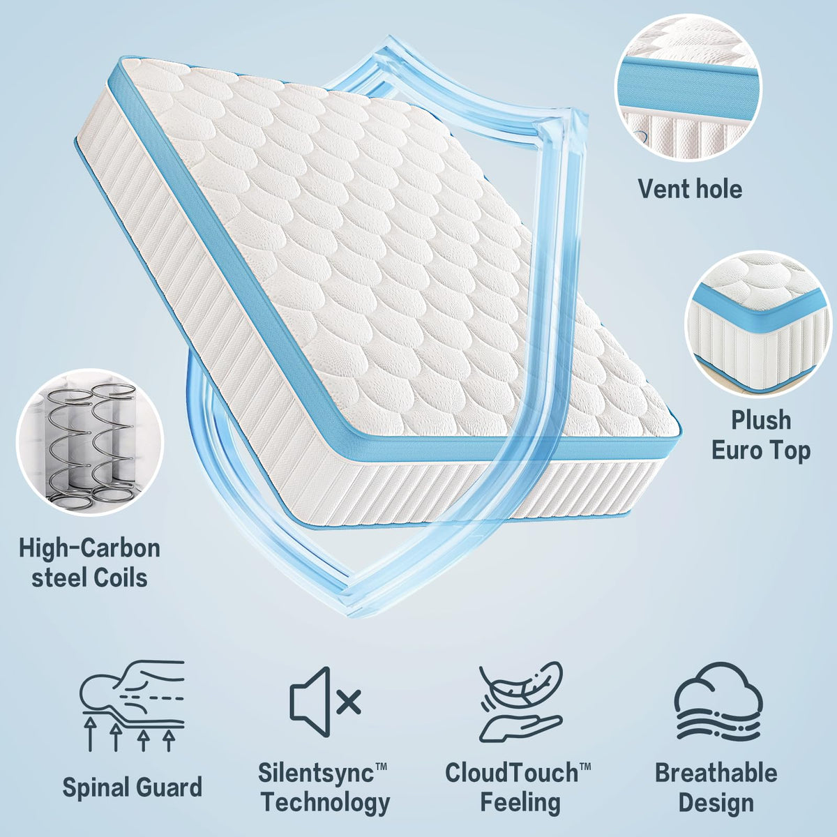 Full Size 12 Inch Firm Hybrid Memory Foam Mattress F39038