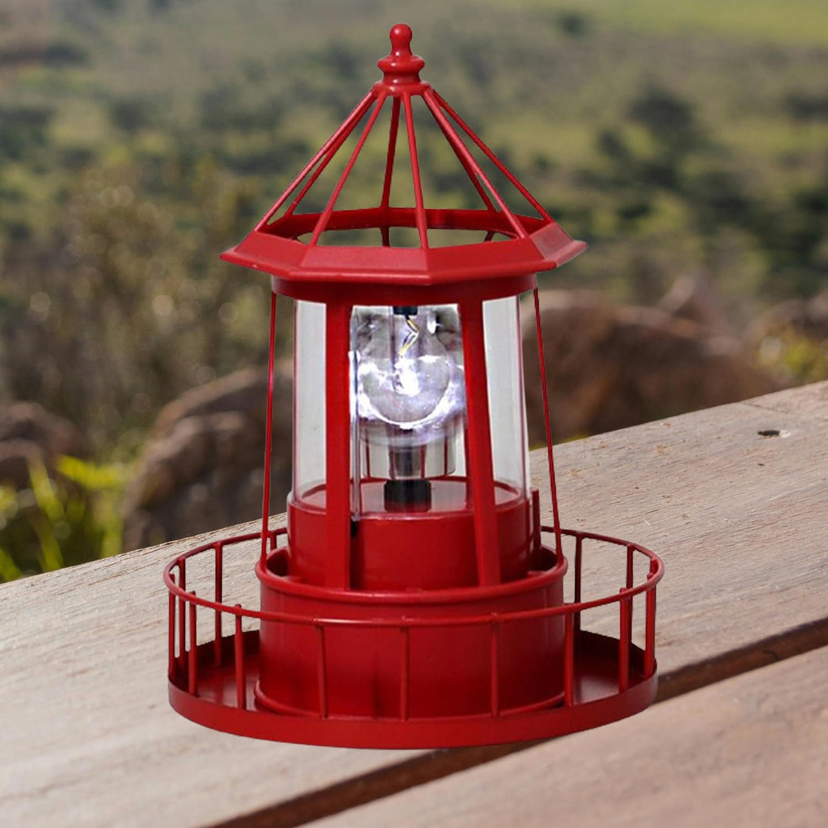 Waterproof Rotating Solar Lighthouse Statue E775