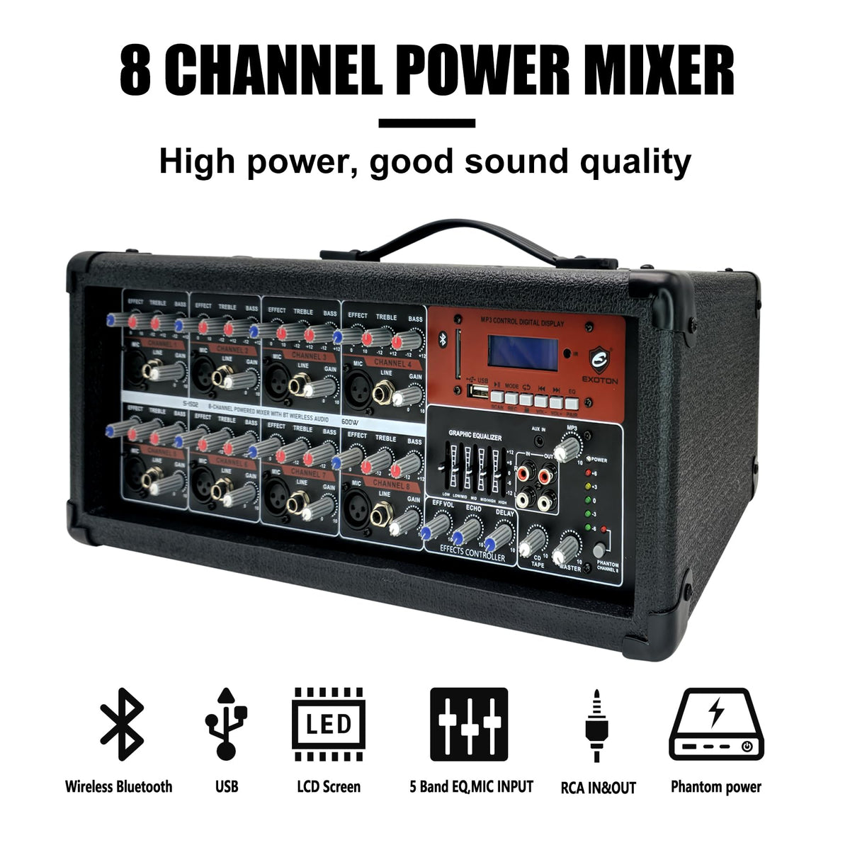 15inch 2000W Bluetooth PA System with Powered Mixer Set E47497