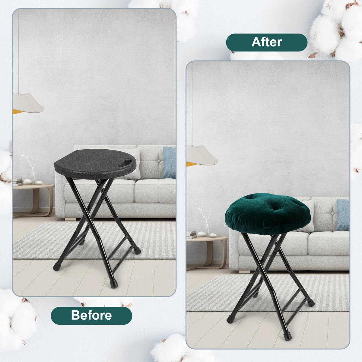 Folding Stool with 2 Pack Seat Cushion D76130