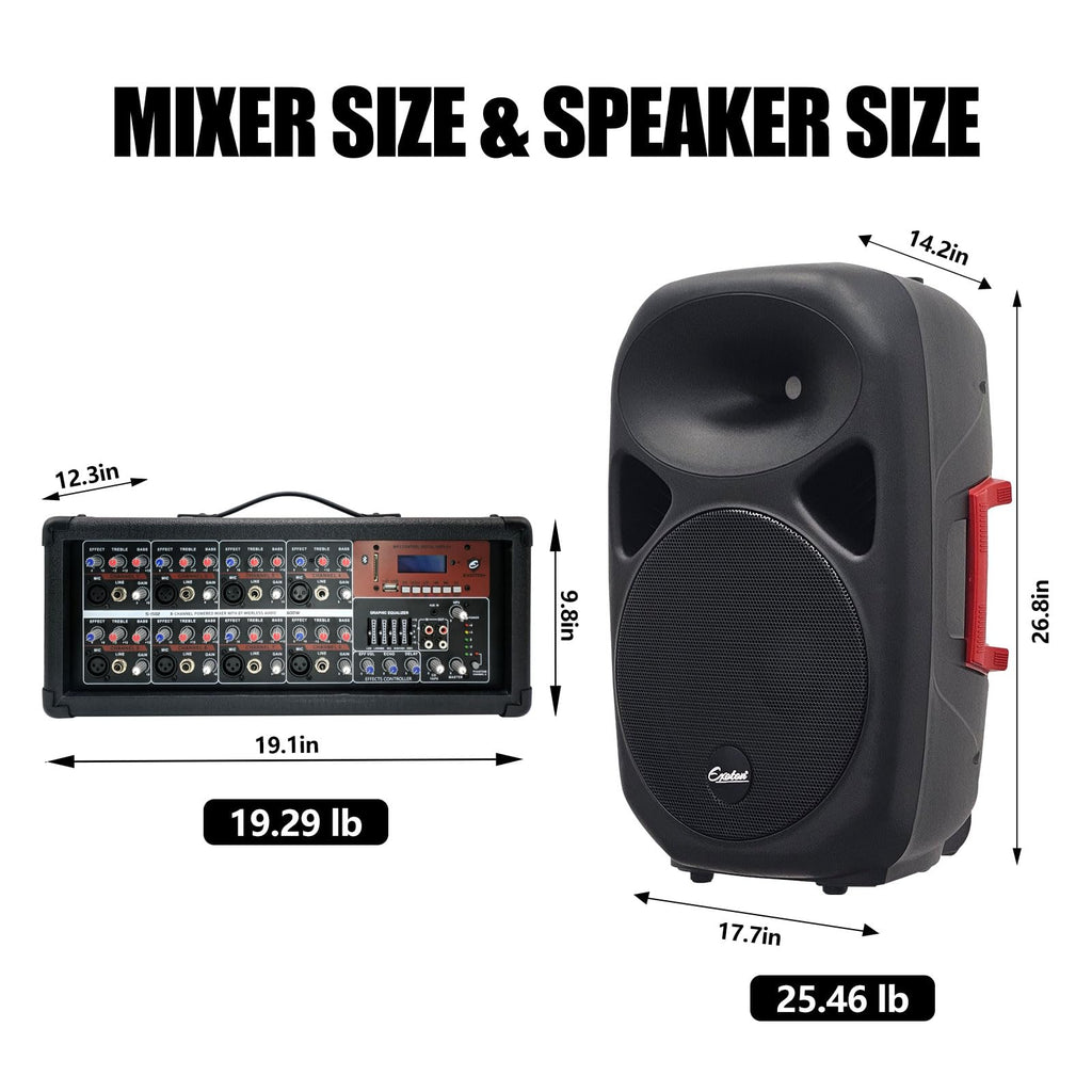 15inch 2000W Bluetooth PA System with Powered Mixer Set E47497