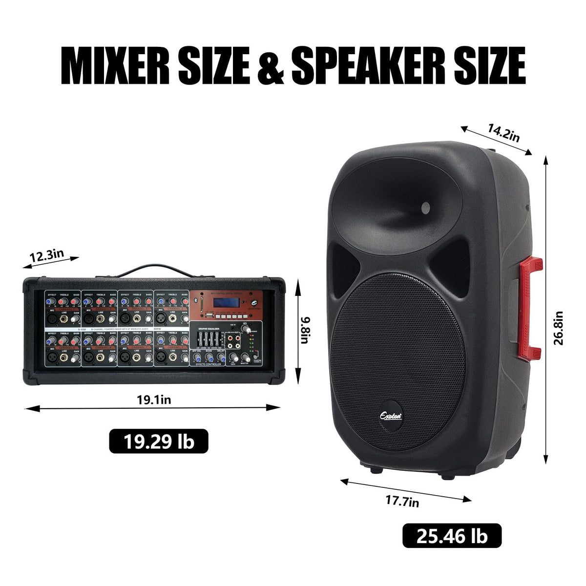 15inch 2000W Bluetooth PA System with Powered Mixer Set E47497