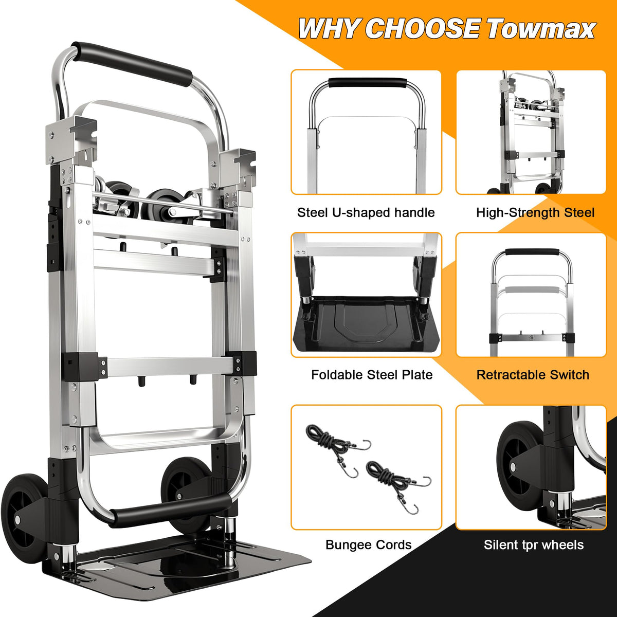 3 in 1 Convertible Folding Hand Truck with 2 Straps V444052