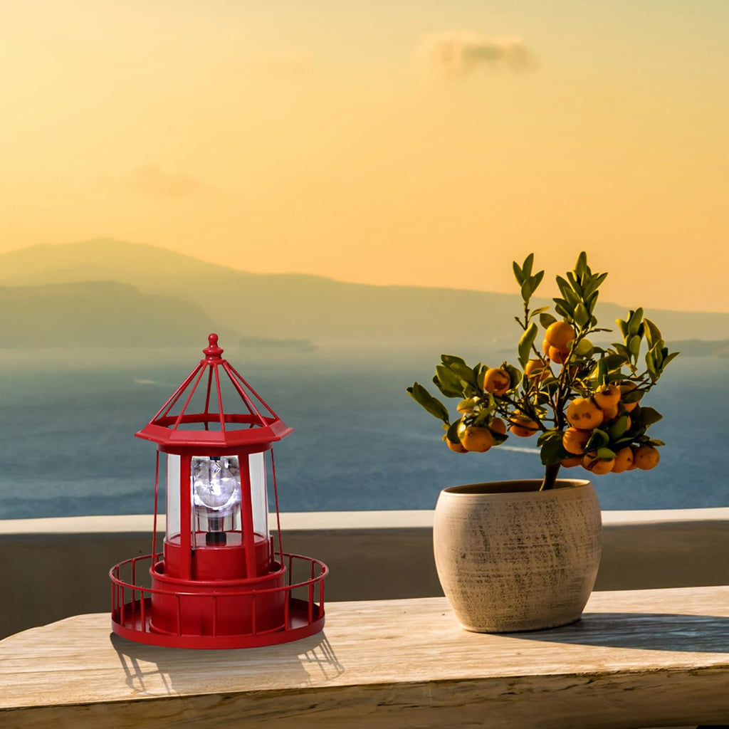 Waterproof Rotating Solar Lighthouse Statue E775