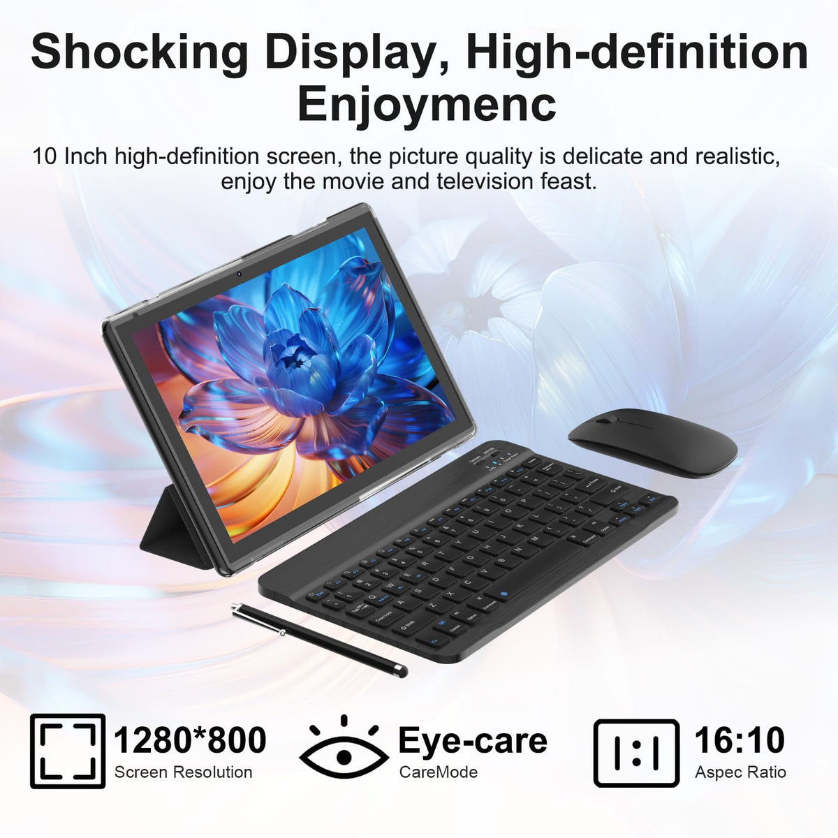 Android 14 2 in 1 Tablet with Keyboard 10 inch 8GB+64GB Black H401325