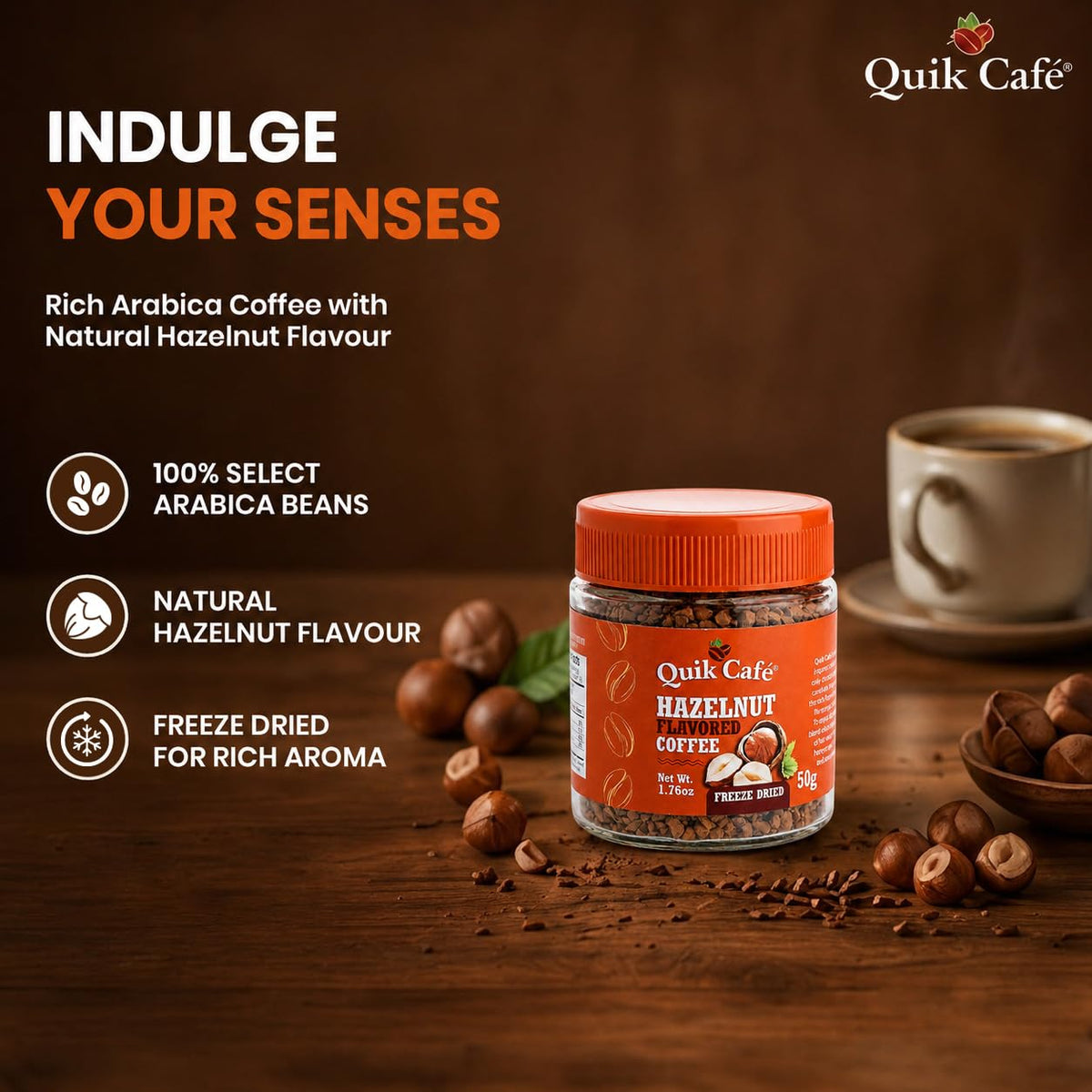 Hazelnut Freeze Dried Instant Coffee 1.76 oz M363