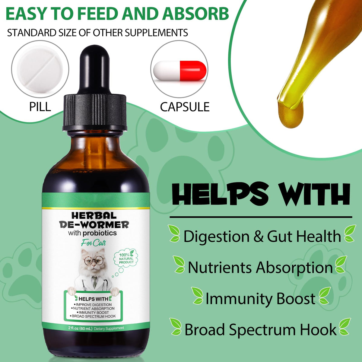 Cat Herbal Probiotics Digestive Supplement Drops 60ml X449