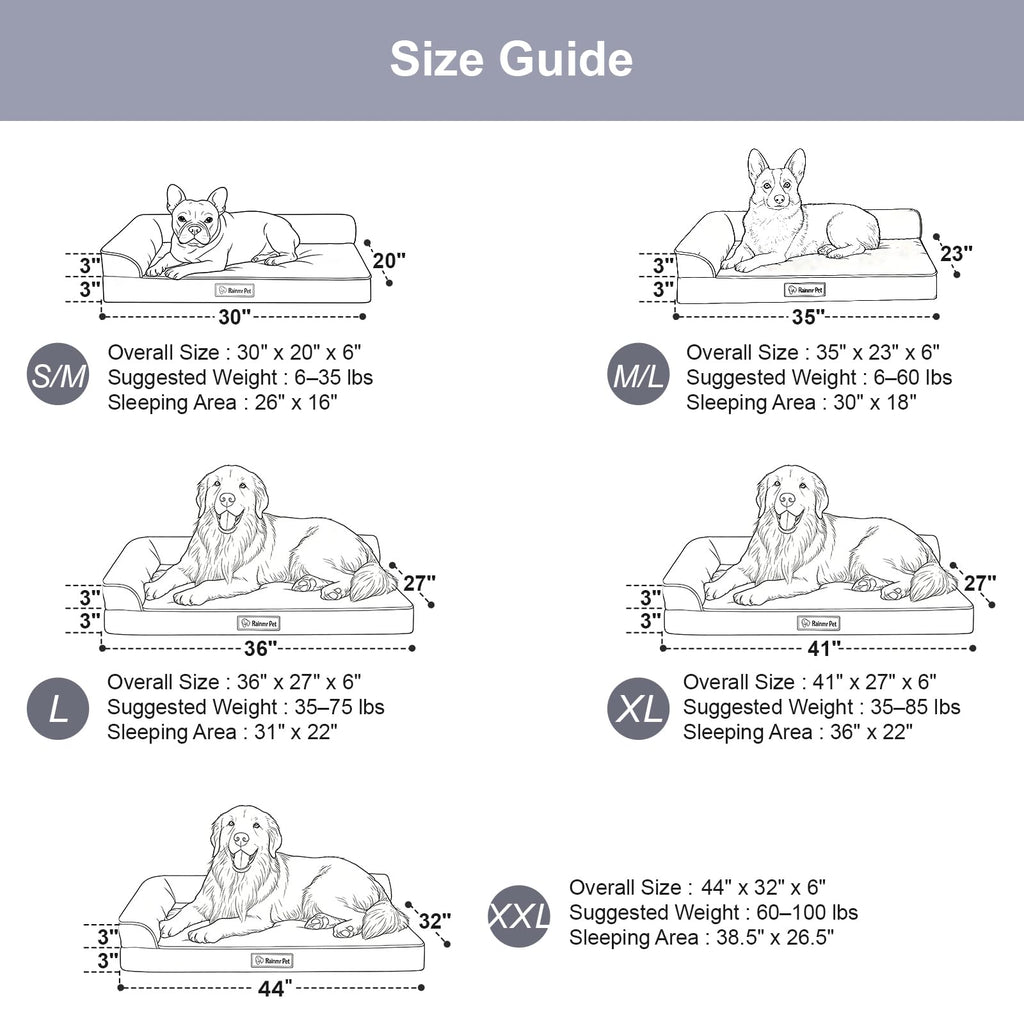 Memory Foam Orthopedic Dog Bed with Removable Waterproof Cover, 35x23 Inches, Light Grey E549985