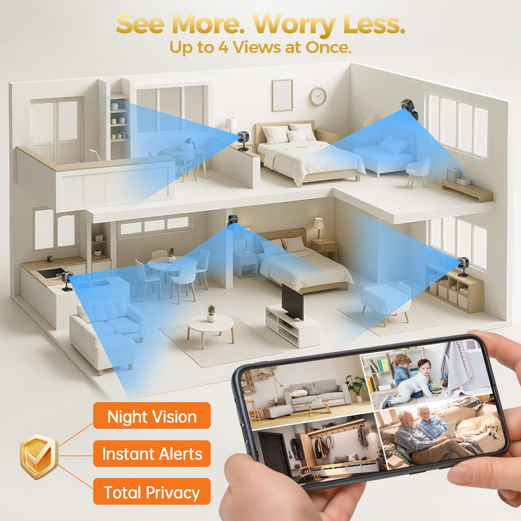 2K Indoor Security Camera 4-Pack with Night Vision L306