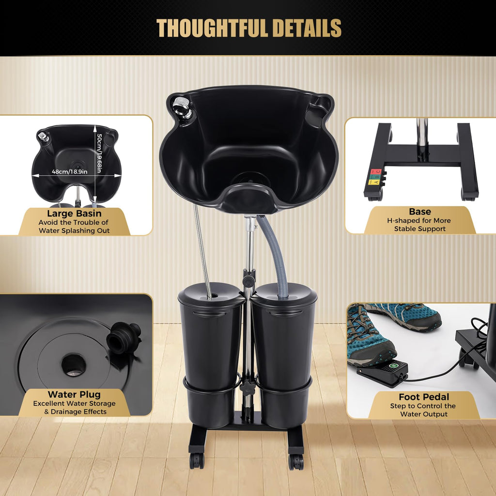 Portable Plastic Shampoo Unit with 2 Water Buckets C850