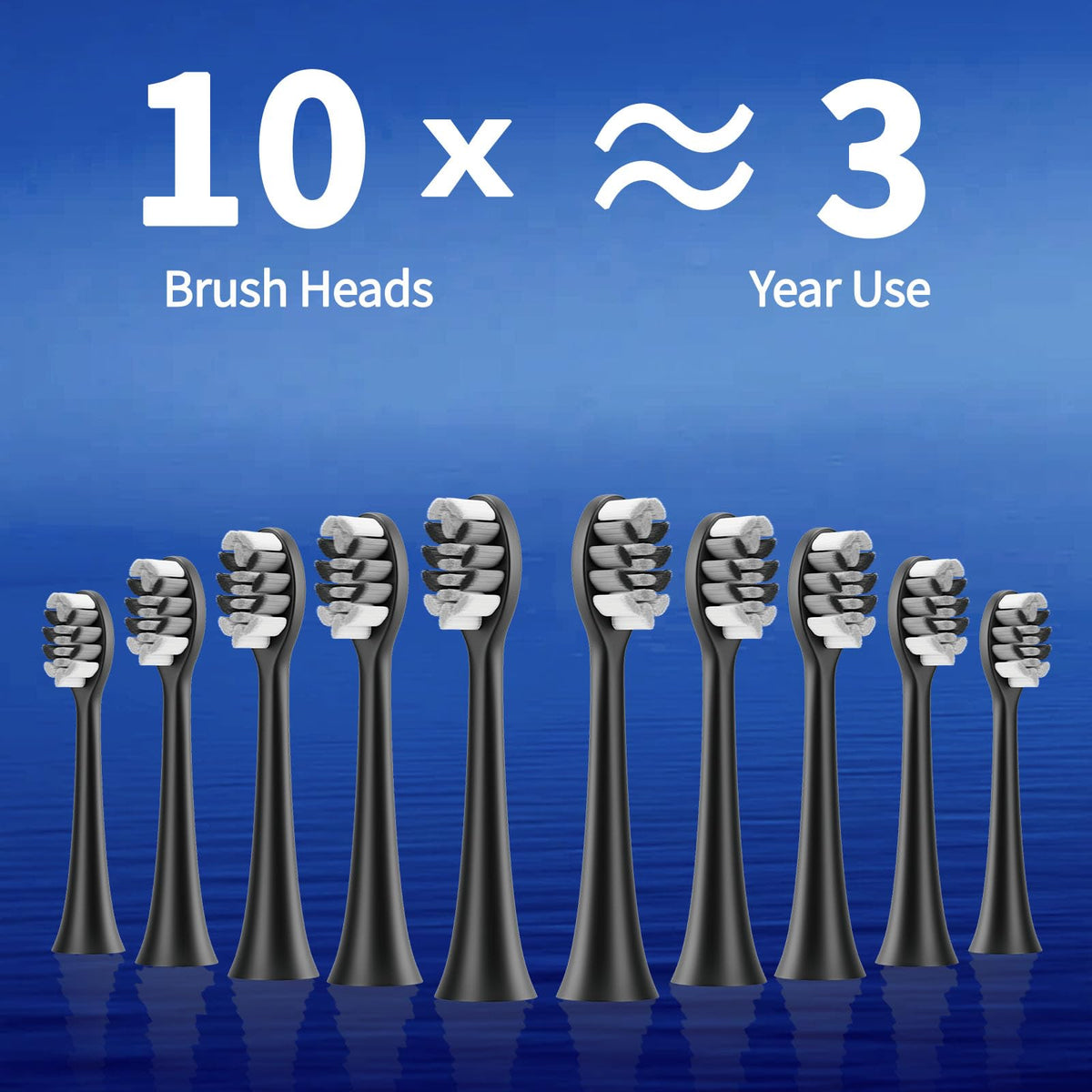 Black White Electric Toothbrush with 10 Brush Heads E69559
