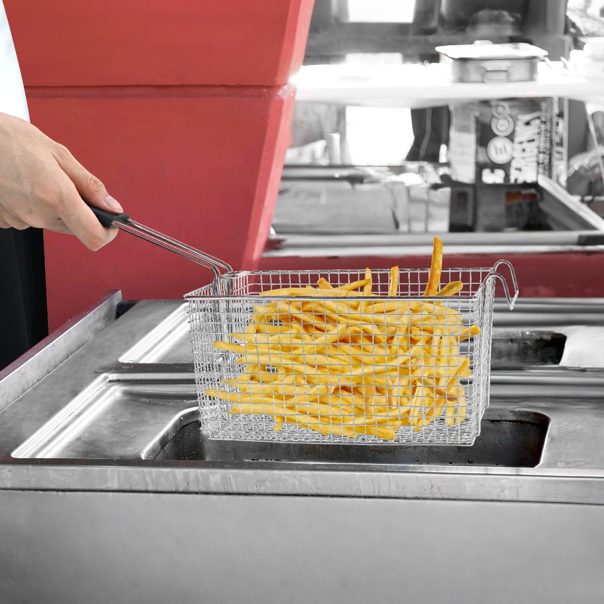 Electric Fryer Basket with Rubber Handle Grip, 2 Pcs H350411