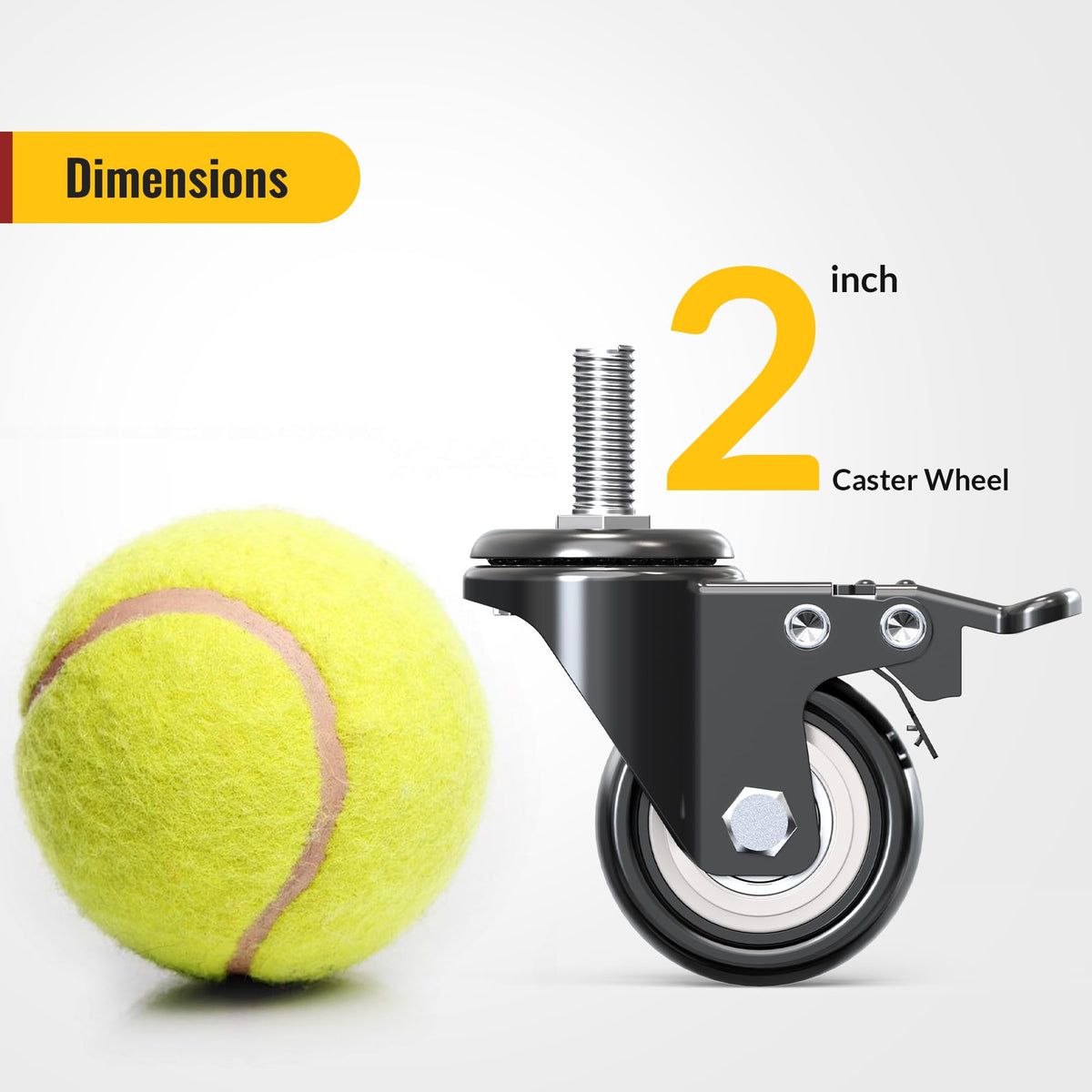 2 inch Total Locking Stem Caster Wheels Set of 4 Black H360421