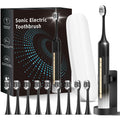 Black White Electric Toothbrush with 10 Brush Heads E69559