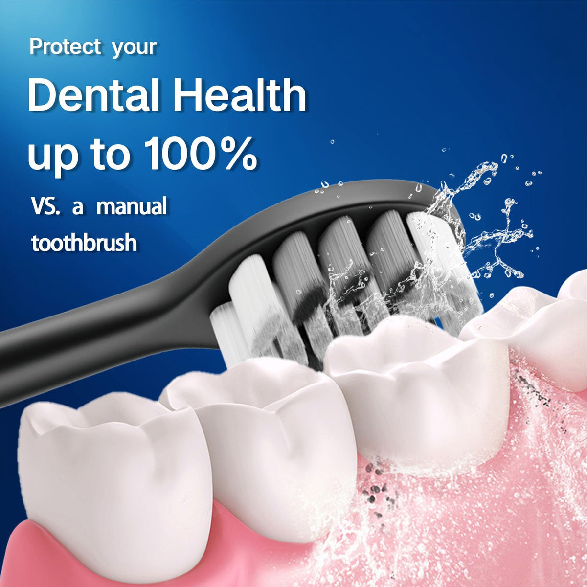 Black White Electric Toothbrush with 10 Brush Heads E69559