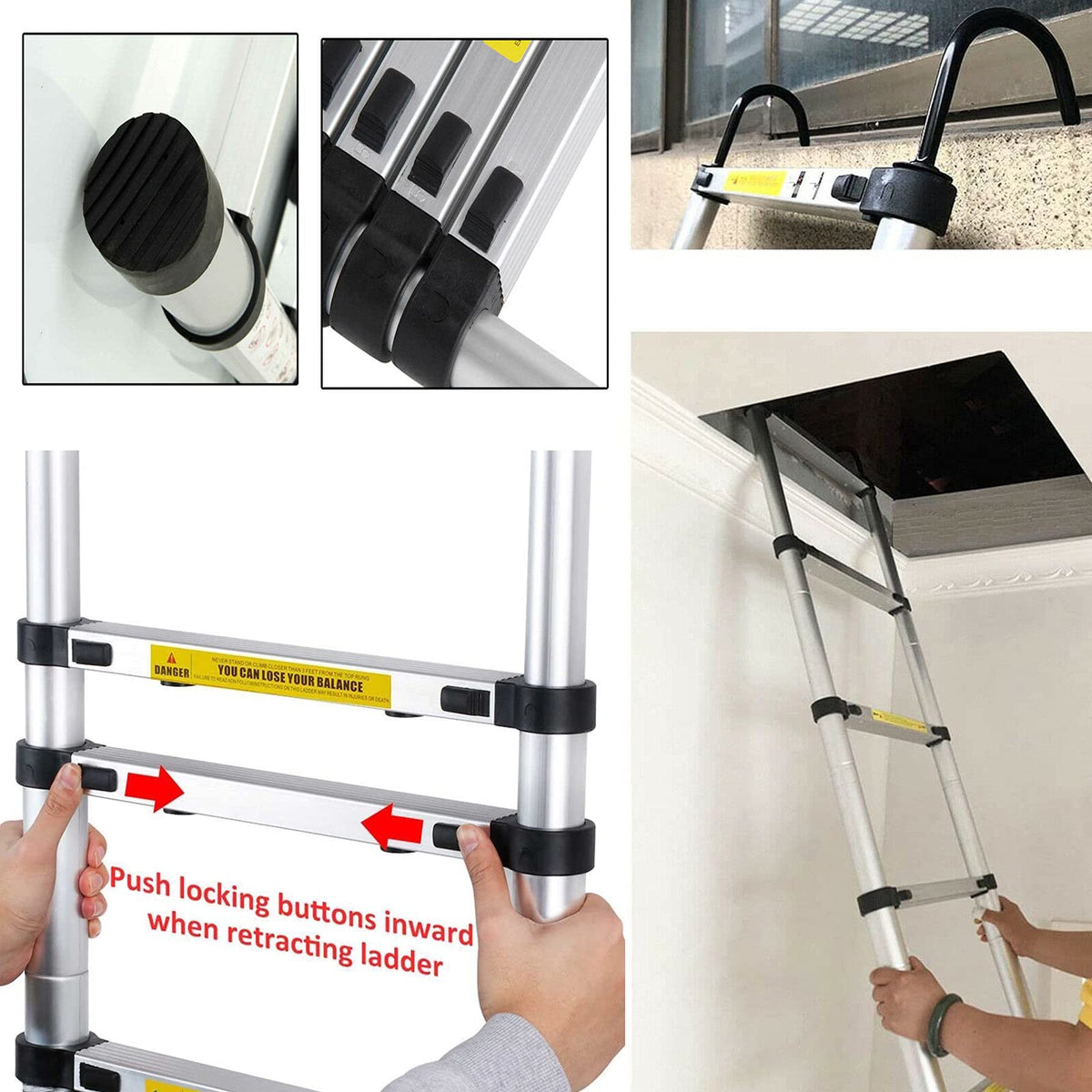 20.34 FT Aluminum Telescoping Ladder 330 Lb Capacity A124870