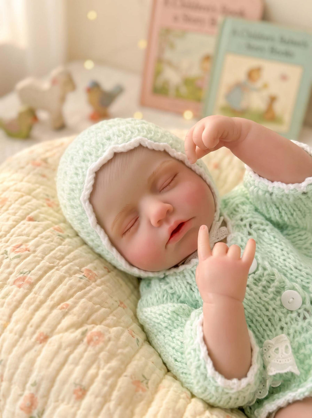 20-Inch Sleeping Reborn Baby Doll with Knitted Hat M80448