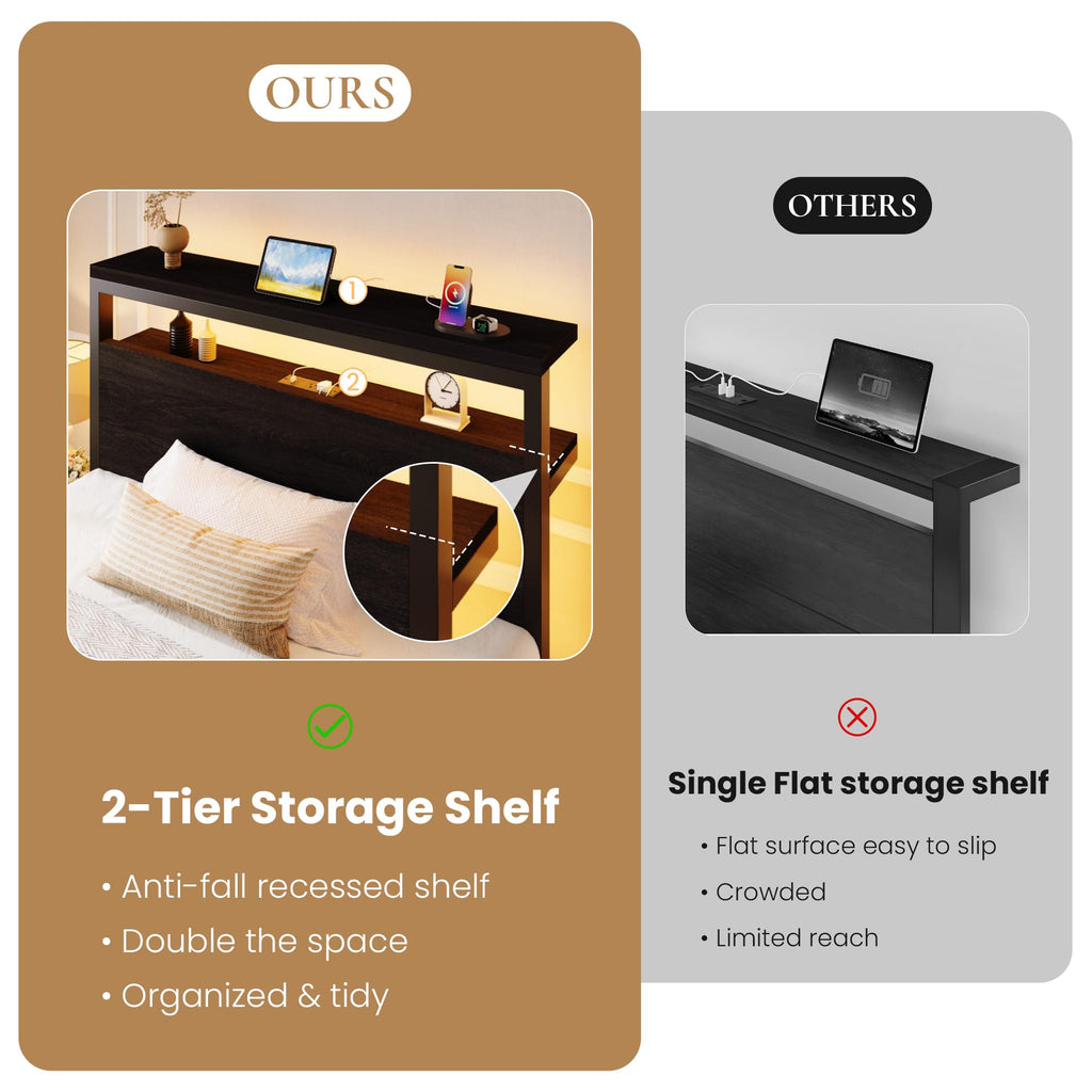 Twin LED Bed Frame with 2 Storage Drawers R697