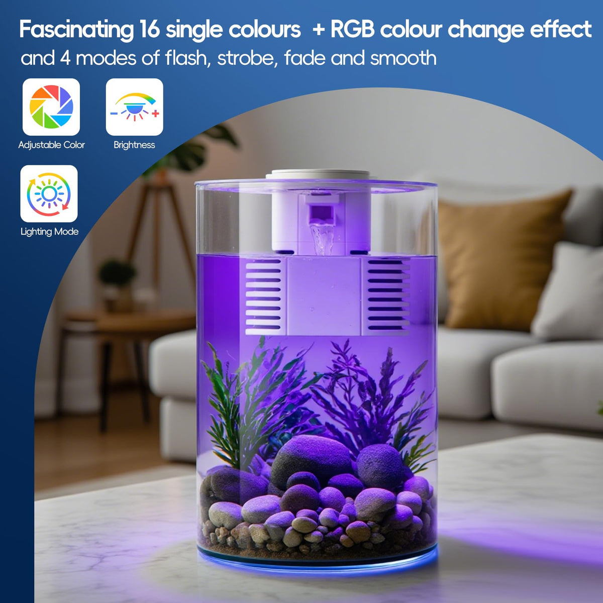 3 Gallon Self Cleaning Fish Tank Aquarium Starter Kit with Filter and Light F535