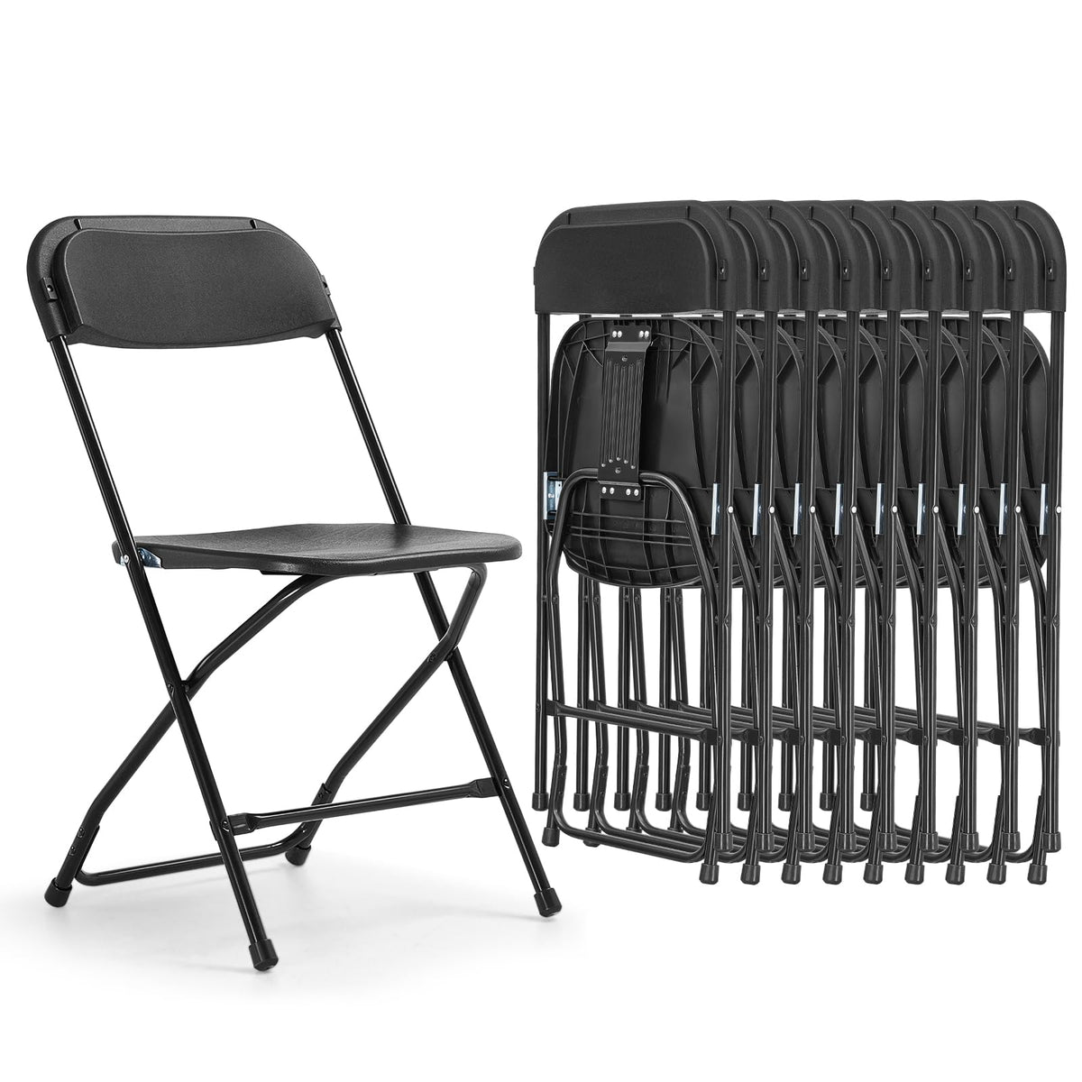 Folding Chairs 10 Pack 550LBS Capacity Heavy Duty Black G577537