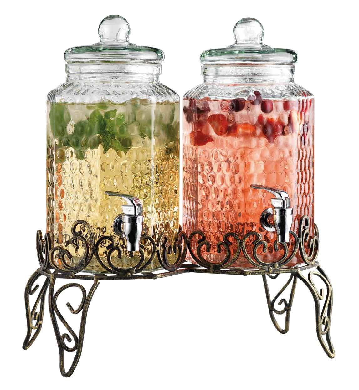 1 Gallon Glass Beverage Dispenser with Spigot Set of 2 H482464