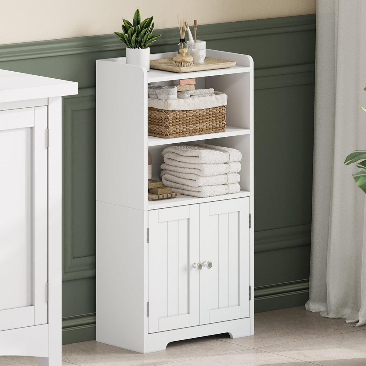 Small Bathroom Storage Cabinet with 2 Door and Shelves Q91770