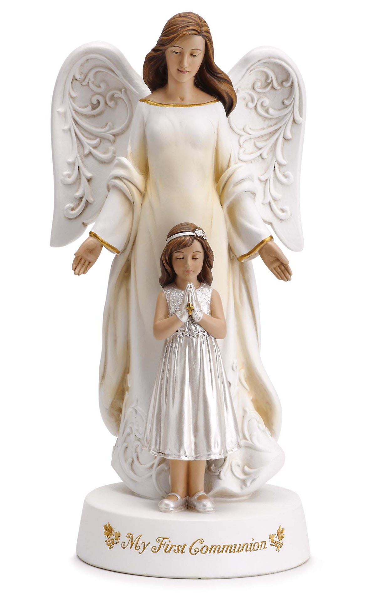 7.75" H Angel with Praying Girl First Communion Figure W745