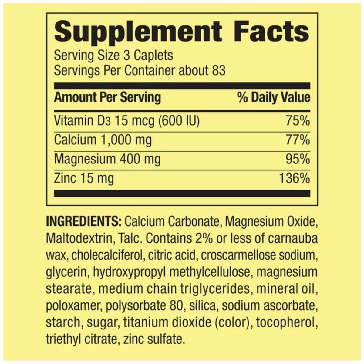 Calcium Magnesium Zinc with Vitamin D3 Supplement G905