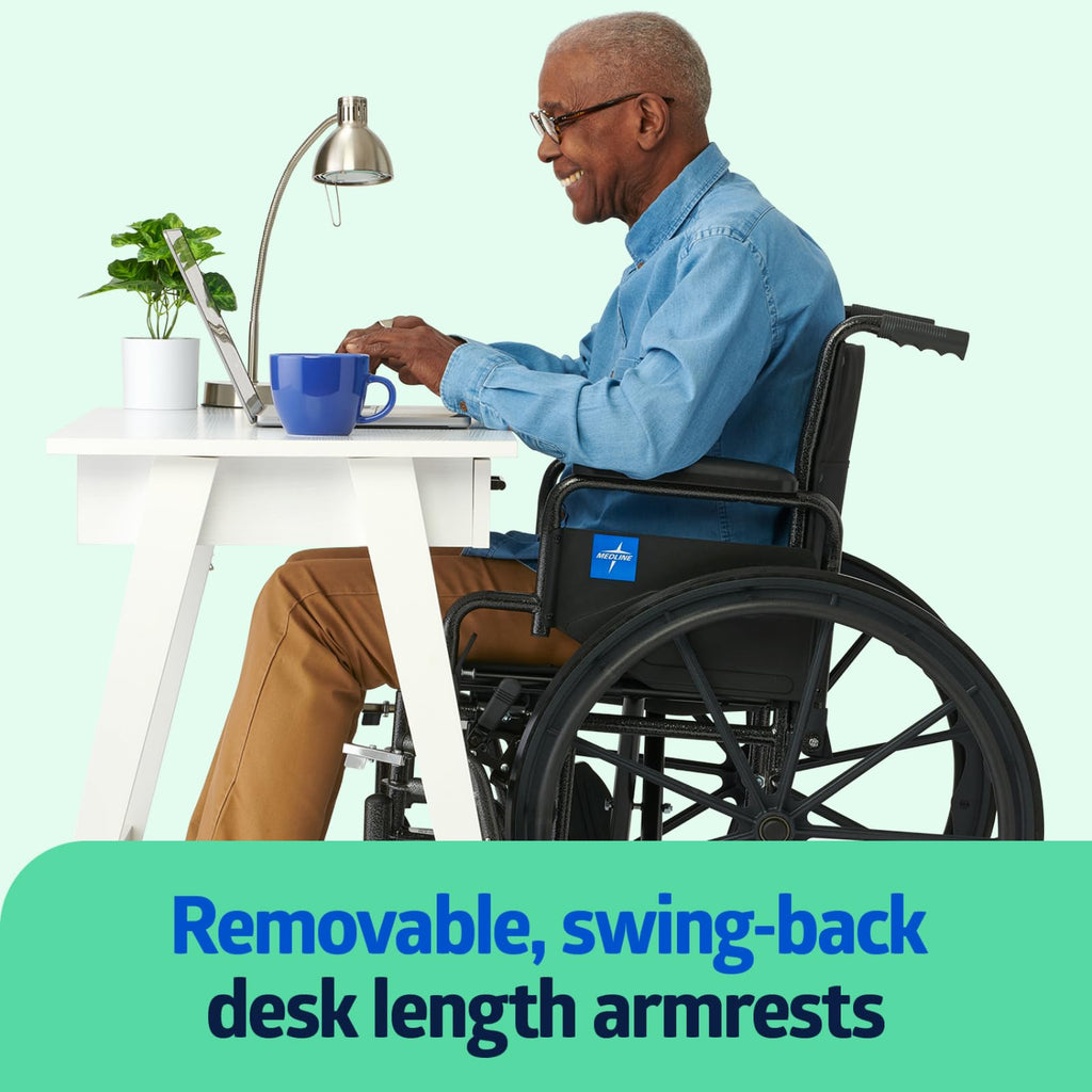 Lightweight Wheelchair with Swing-Back Desk-Length Arms and Elevating Leg Rests Y45154