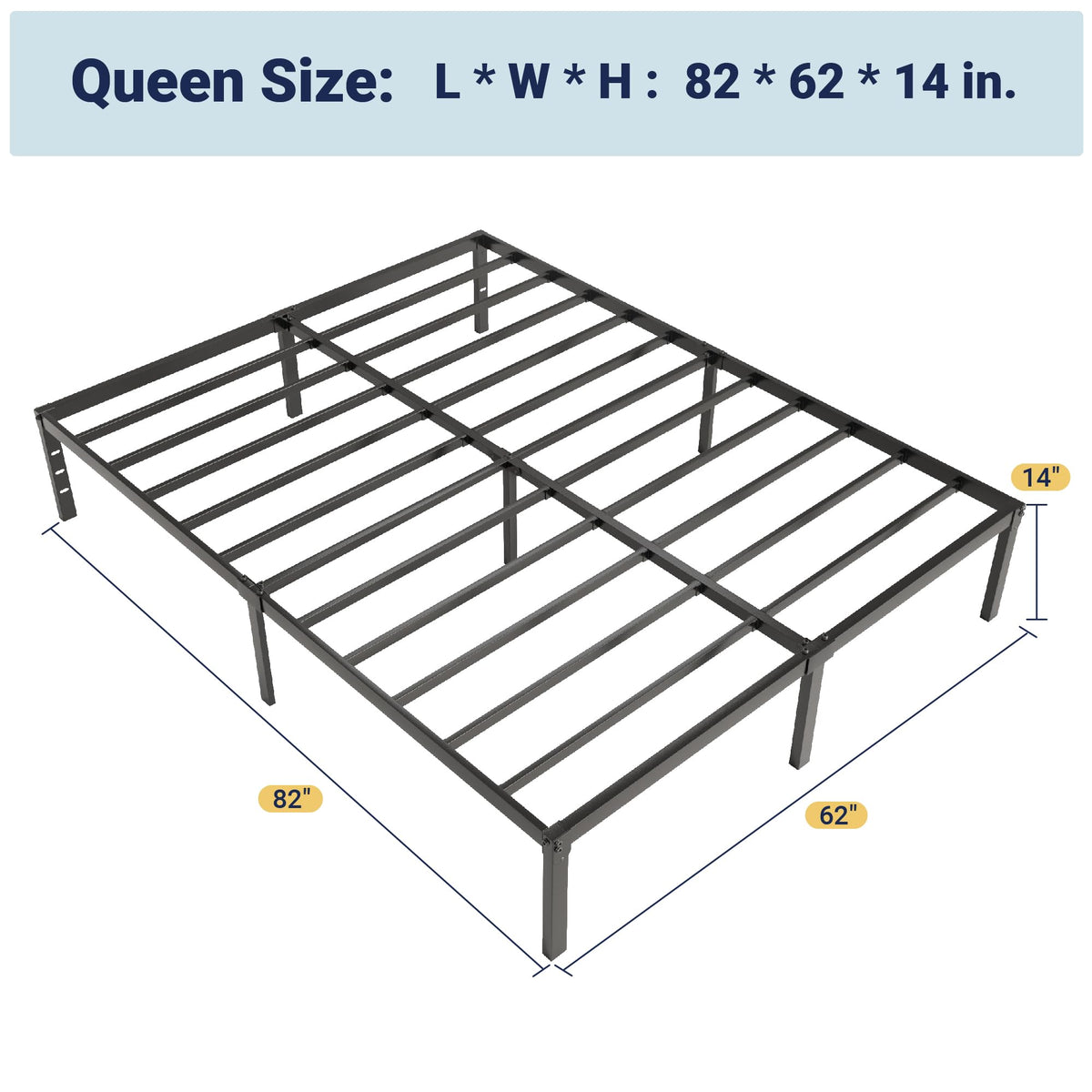 Queen 14 inch Metal Bed Frame with Storage Space C294