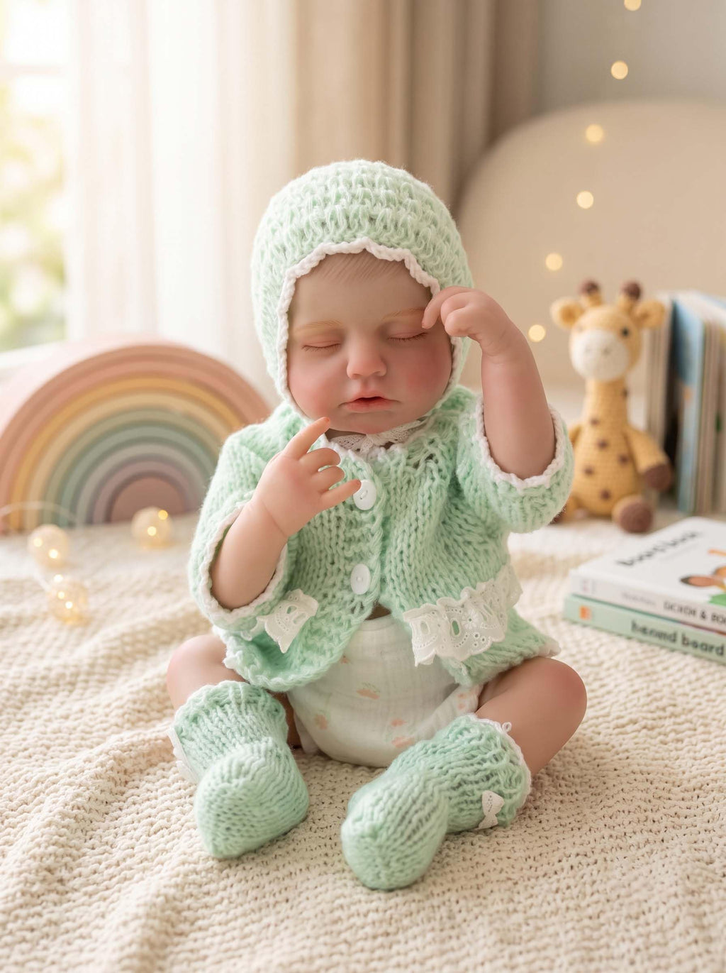 20-Inch Sleeping Reborn Baby Doll with Knitted Hat M80448