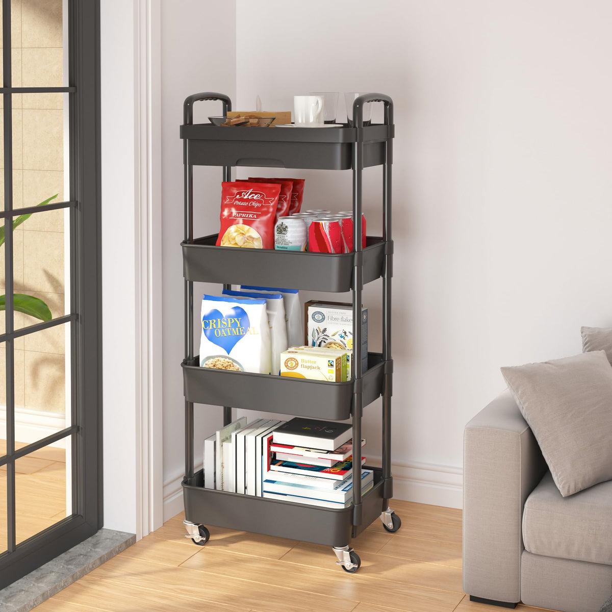 4-Tier Utility Cart with Drawer & Wheels L41886