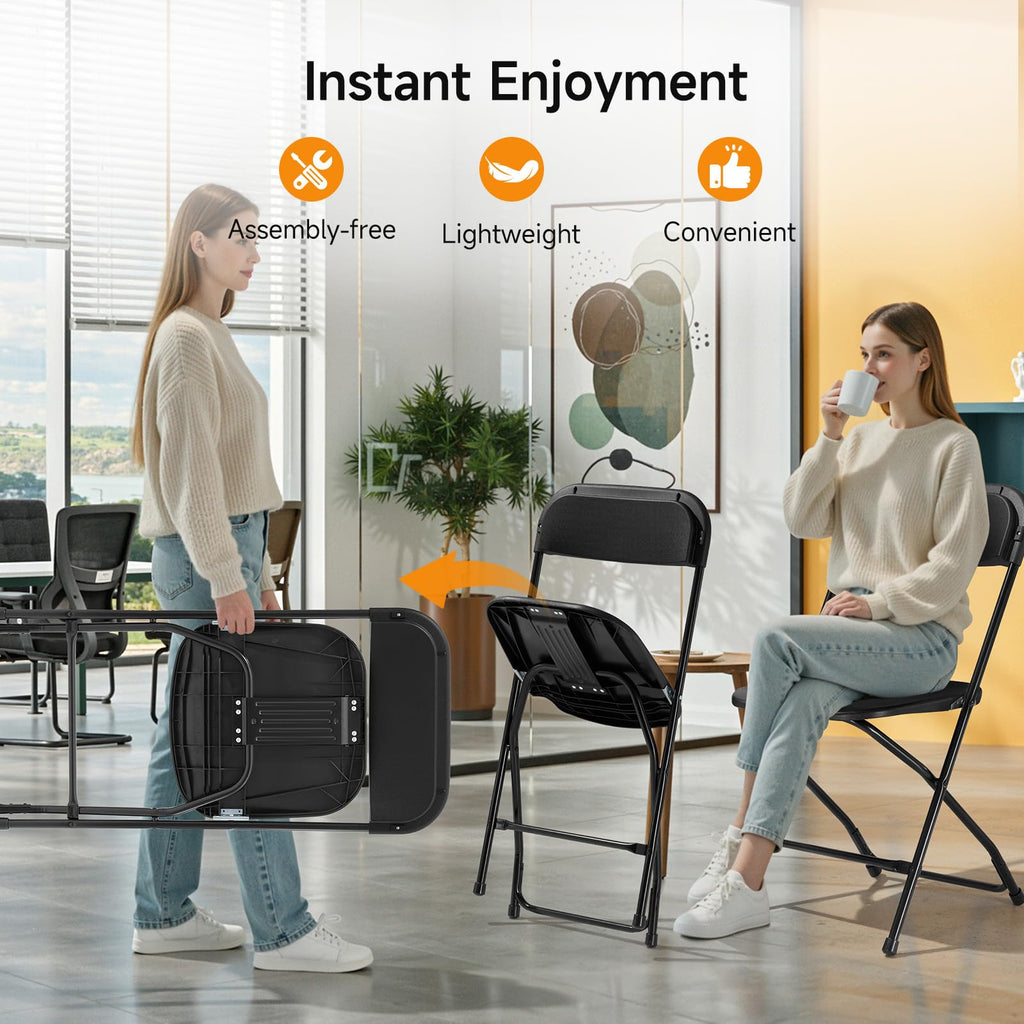 Folding Chairs 10 Pack 550LBS Capacity Heavy Duty Black G577537