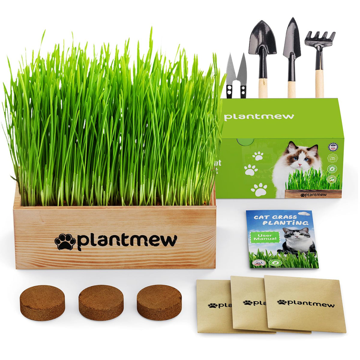 Cat Grass Kit with Seeds, Soil & Planter Pots O994451
