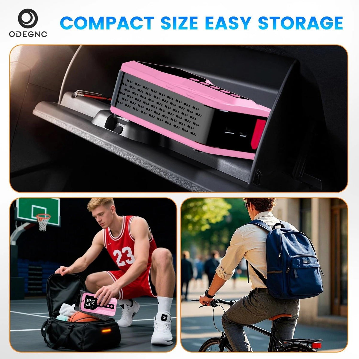 Deep Pink Lithium Ion 6000 Amps Peak Jump Starter with Air Compressor P17534