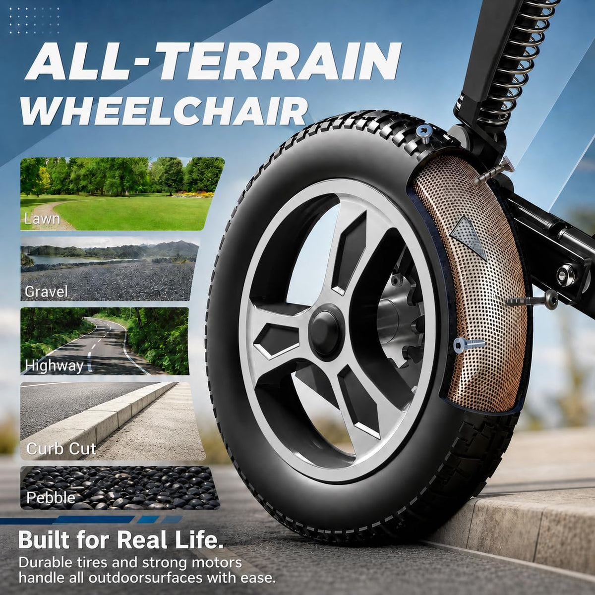 Electric Wheelchair with Dual Shock Absorption H56868