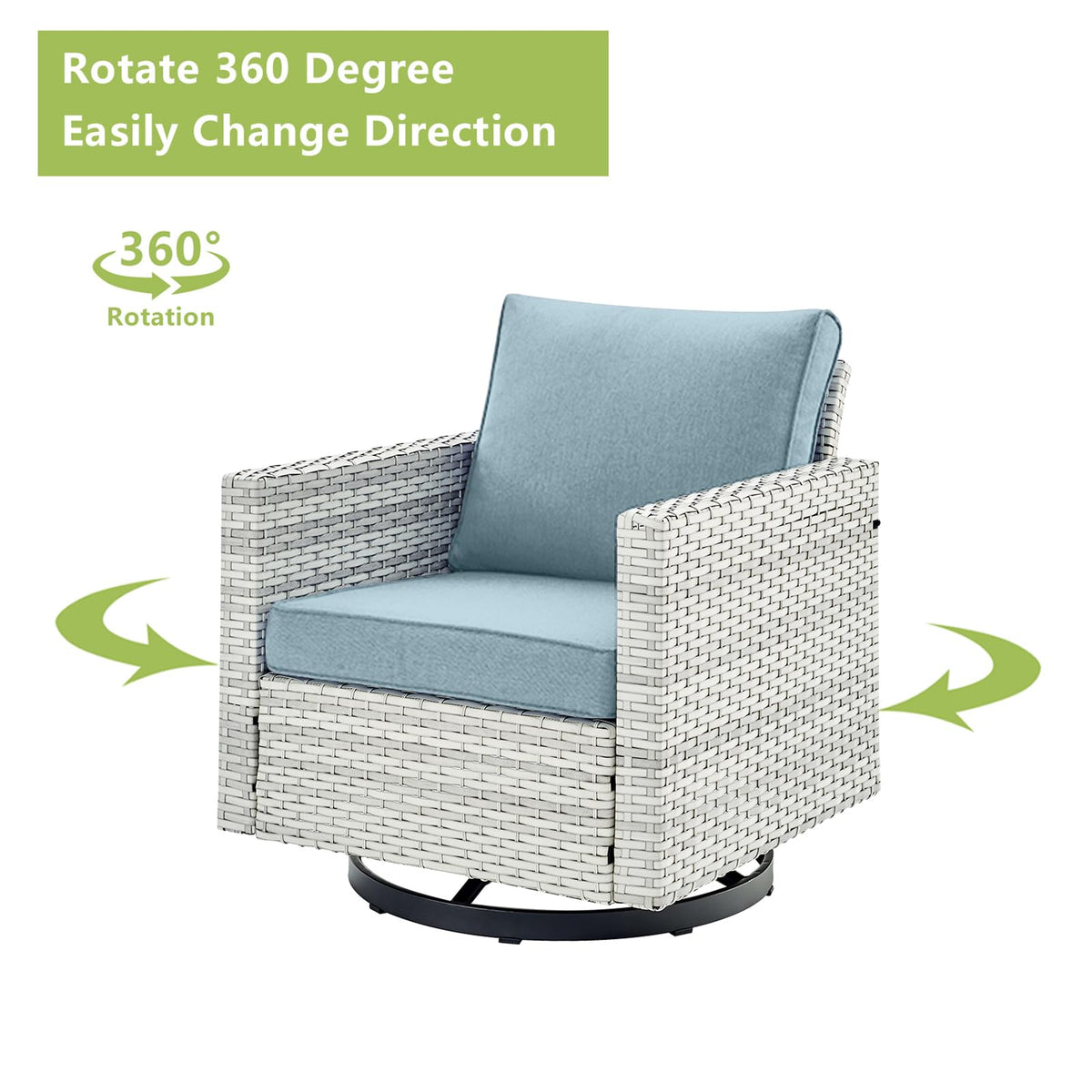 8 Piece Wicker Patio Conversation Set with Swivel Rocker Chairs E4884