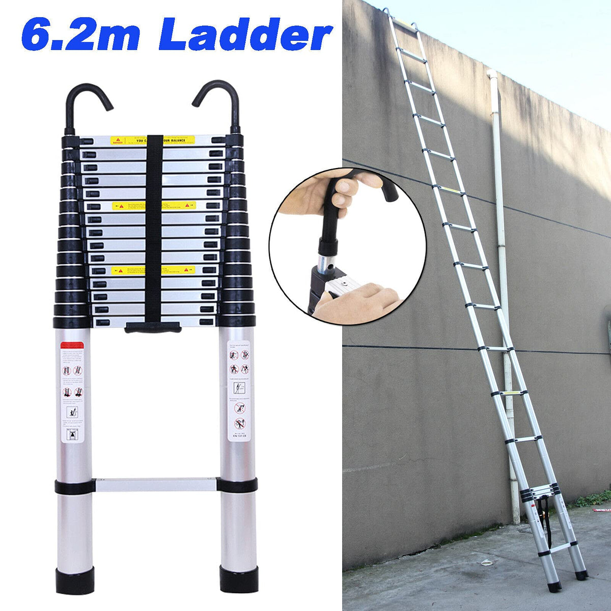 20.34 FT Aluminum Telescoping Ladder 330 Lb Capacity A124870