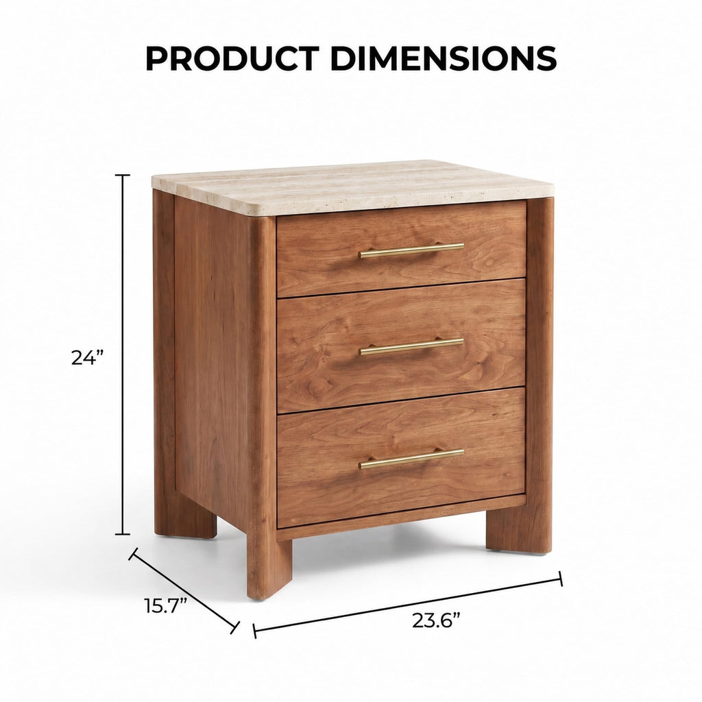 3 Drawer Marble Top Nightstand D919