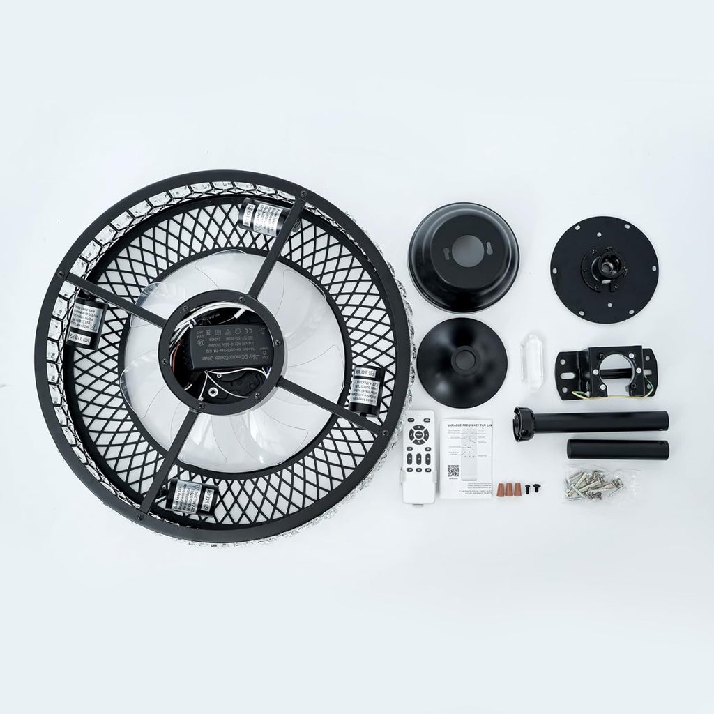 20" Black Crystal Ceiling Fan with Lights R638539