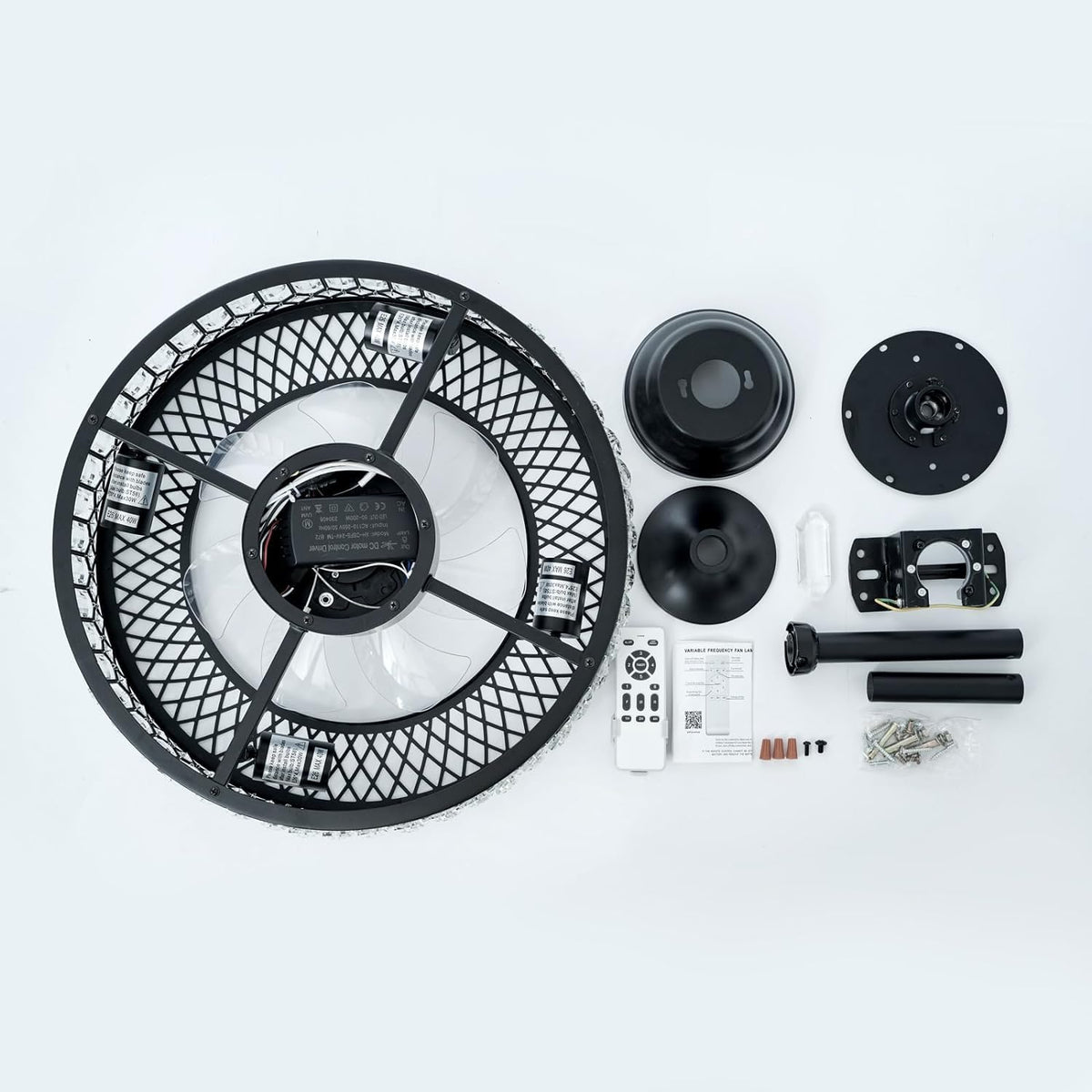 20" Black Crystal Ceiling Fan with Lights R638539