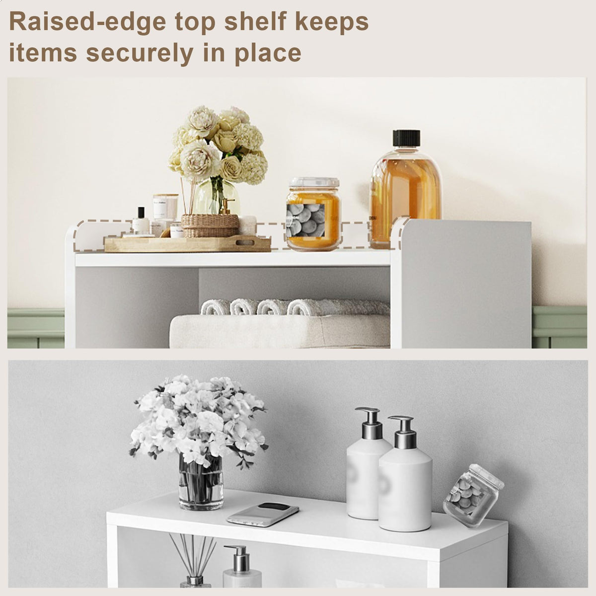 Small Bathroom Storage Cabinet with 2 Door and Shelves Q91770