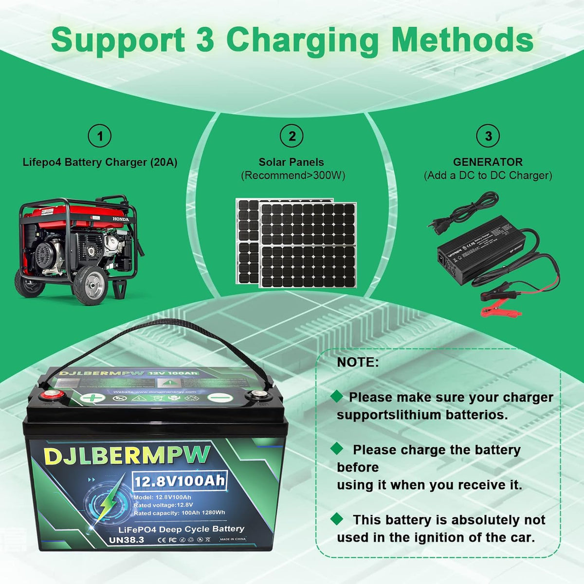 12.8V 100Ah LiFePO4 Lithium Battery E9435
