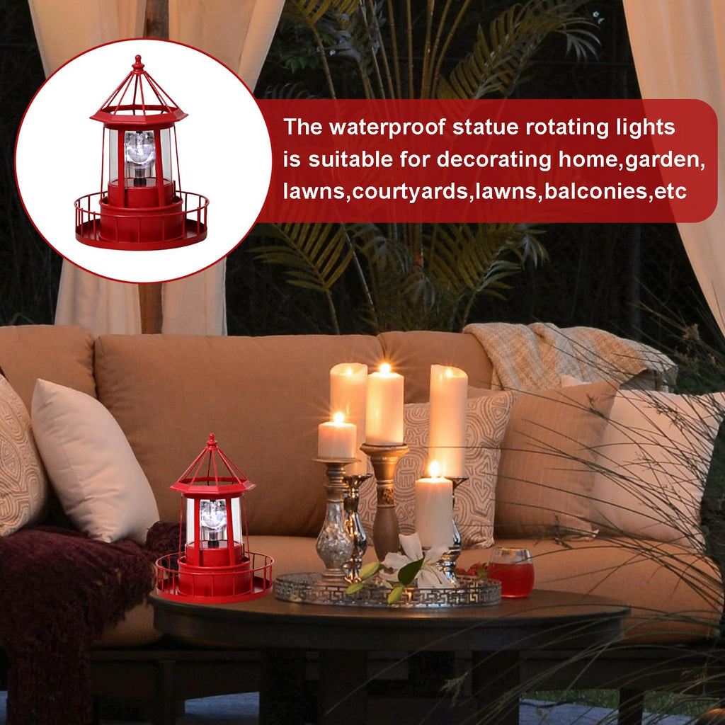 Waterproof Rotating Solar Lighthouse Statue E775